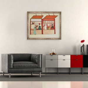 Tablou inramat - Scoala Islamica - Dna 1671 Un magazin de vanzare diferite marfuri, 70 x 85 cm - Img 2