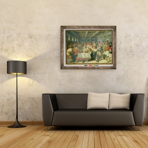 Tablou inramat - Scoala Italiana - Casatoria la Cana, 70 x 90 cm - Img 2