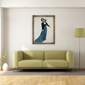 Tablou inramat - Scoala Italiana - Design-ul costumului pentru Tosca, 70 x 90 cm - Img 2