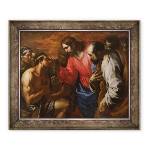 Tablou inramat - Scoala Italiana - Hristos Vindecarea orbului din Ierihon, 70 x 85 cm