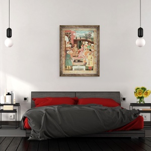 Tablou inramat - Scoala Mughal - Parviz isi primeste audienta, scoala Jahangir, 60 x 80 cm - Img 3