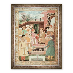 Tablou inramat - Scoala Mughal - Parviz isi primeste audienta, scoala Jahangir, 70 x 90 cm