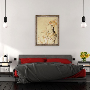 Tablou inramat - Scoala Mughal - Portretul idealizat al imparatesei Mogul Nur Jahan, 60 x 80 cm - Img 3