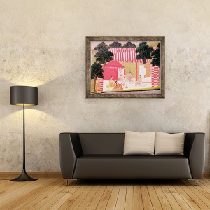 Tablou inramat - Scoala Mughal - Un print si haremul sau, 70 x 90 cm - Img 2
