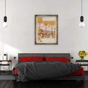 Tablou inramat - Scoala Persana - MS D-212 Ilustratie pentru un poem de Elyas Nezami ilustrand fete intr-o gradina cantand laudele poeziei sale, 60 x 80 cm - Img 3