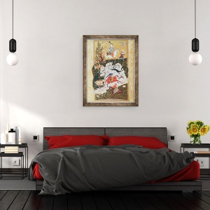 Tablou inramat - Scoala Persana - Scene de vanatoare din Cartea iubirii, 60 x 80 cm - Img 3