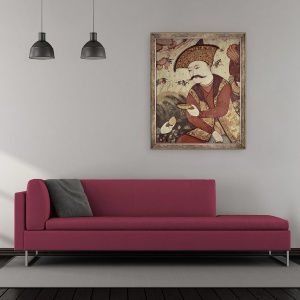 Tablou inramat - Scoala Persana - Shah Abbas I 1588-1629 fresca, 50 x 60 cm - Img 2