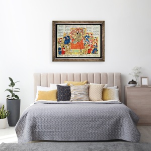 Tablou inramat - Scoala Persana - Un sultan si Curtea sa, ilustrare din Shahnama Cartea Regilor, 60 x 80 cm - Img 3
