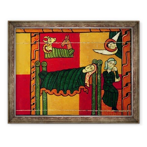 Tablou inramat - Scoala spaniola - Nasterea Domnului, panou lateral dintr-un altar, 60 x 80 cm