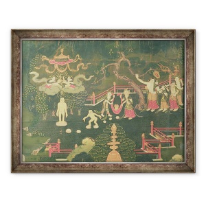Tablou inramat - Scoala tibetana - Viata lui Buddha Sakyamuni, 60 x 80 cm