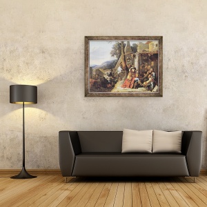 Tablou inramat - Sebastien Bourdon - Boemieni si soldati in repaus, 60 x 80 cm - Img 2