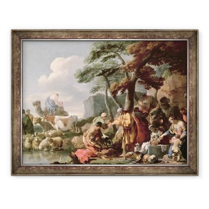 Tablou inramat - Sebastien Bourdon - Jacob ingropand zeii falsi sub stejarul de Shechem, 70 x 90 cm