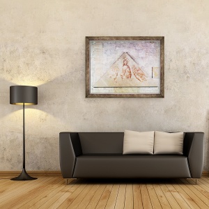 Tablou inramat - Simone Martini - Timpanul il infatiseaza pe Hristos Mantuitorul inconjurat de ingeri, 70 x 90 cm - Img 2