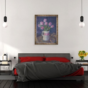 Tablou inramat - Sue Wales - Lalele roz, 60 x 80 cm - Img 3
