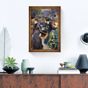 Tablou Inramat - The Umbrellas, Umbrelele, Renoir, Rama Auriu, 60 x 90 cm - Img 2