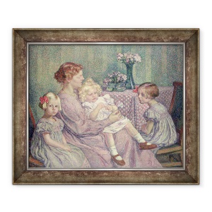Tablou inramat - Theo van Rysselberghe - Madame van de Velde si copiii ei, 50 x 60 cm