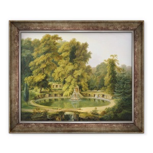 Tablou inramat - Thomas Daniell - Templu, fantana si pestera in Parcul Sezincote, 50 x 60 cm