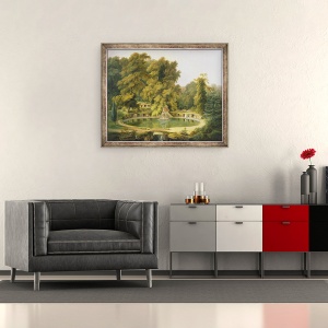 Tablou inramat - Thomas Daniell - Templu, fantana si pestera in Parcul Sezincote, 50 x 60 cm - Img 2