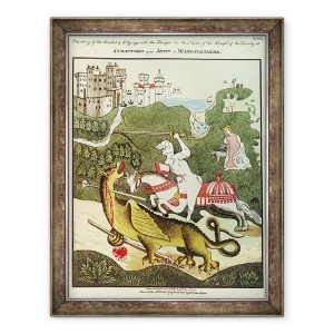 Tablou inramat - Thomas Fisher Hoxton - Sfantul Gheorghe si Dragonul, dupa o pictura originala in Capela Trinitatii de la Stratford Upon Avon, Warwickshire, 60 x 80 cm