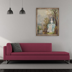 Tablou inramat - Thomas Gainsborough - Fata cu o carte asezat intr-un parc, 50 x 60 cm - Img 2