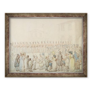 Tablou inramat - Thomas Rowlandson - O revizuire a militiei Northamptonshire la Brackley, 60 x 80 cm