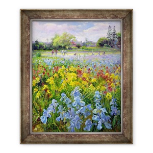 Tablou inramat - Timothy Easton - Echipa Hoeing si Iris Fields, 50 x 60 cm