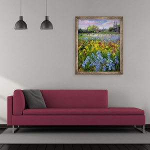 Tablou inramat - Timothy Easton - Echipa Hoeing si Iris Fields, 50 x 60 cm - Img 2