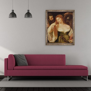 Tablou inramat - Titian - Femeie Pieptanandu parul, 50 x 60 cm - Img 2