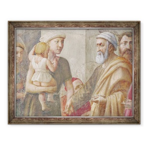 Tablou inramat - Tommaso Masaccio - Detaliu al Sfantului Petru si al femeii si copilului, de la Sf. Petru si Sfantul Pavel Distribuind pomana, 60 x 80 cm