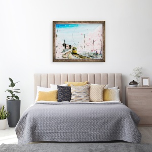 Tablou inramat - Tomoko FURUYA - Tramvai in Flori de Cires, 2015, 70 x 90 cm - Img 3