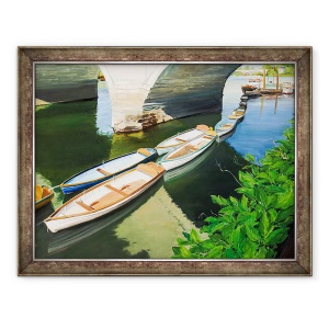 Tablou inramat - Tony Fandino - Barci pe Tamisa IX, 70 x 90 cm
