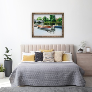 Tablou inramat - Tony Fandino - Barci pe Tamisa VIII, 70 x 90 cm - Img 3