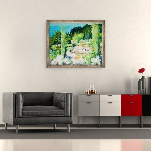 Tablou inramat - Tony Fandino - Cabana in camp in Grecia, 50 x 60 cm - Img 2