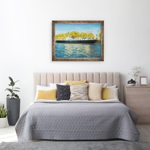 Tablou inramat - Tony Fandino - Presedintele HMS, ancorat in raul Tamisa, 60 x 80 cm - Img 3