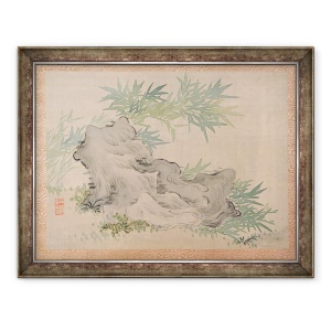 Tablou inramat - Tsubaki Chinzan - Bambus si stanci, 60 x 80 cm