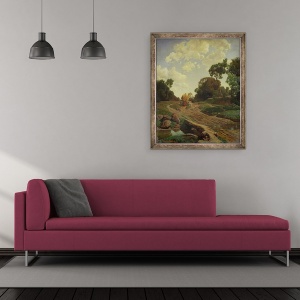 Tablou inramat - Valentin Ruths - Peisaj cu Haywagon, 50 x 60 cm - Img 2