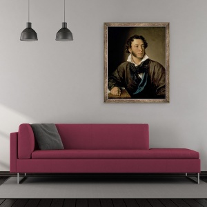 Tablou inramat - Vasili Andreevich Tropinin - Portretul lui Alexandru Puskin 1799-1837, 50 x 60 cm - Img 2