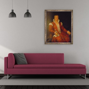 Tablou inramat - Veronese - Portret presupus a fi Livia Colonna d.1552, 50 x 60 cm - Img 2