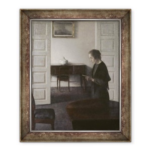 Tablou inramat - Vilhelm Hammershoi - Interior cu o Lady Reading, 50 x 60 cm