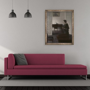 Tablou inramat - Vilhelm Hammershoi - Interior cu o Lady Reading, 50 x 60 cm - Img 2