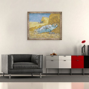 Tablou inramat - Vincent van Gogh - Amiaza, sau Siesta, dupa Millet, 50 x 60 cm - Img 2