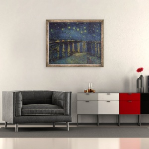 Tablou inramat - Vincent van Gogh - Noaptea instelata peste Rhone, 50 x 60 cm - Img 2
