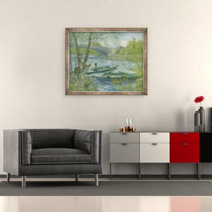 Tablou inramat - Vincent van Gogh - Pescuitul in primavara, Pont de Clichy Asnières, 50 x 60 cm - Img 2
