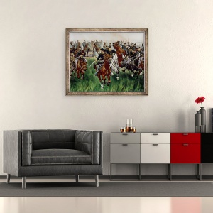 Tablou inramat - W.T. Trego - Cavaleria, 50 x 60 cm - Img 2