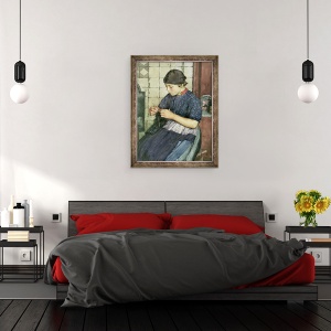Tablou inramat - Walter Langley - Fata de tricotat, 60 x 80 cm - Img 3