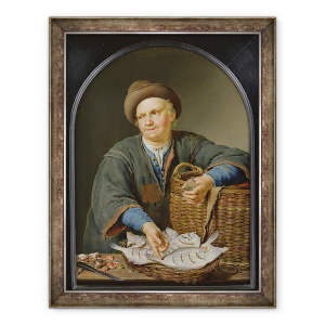 Tablou inramat - Willem van Mieris - Vanzatorul de peste, 60 x 80 cm