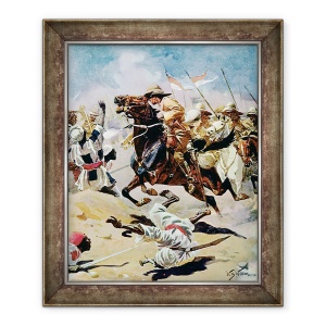 Tablou inramat - William Barnes Wollen - Acuzatia celor 21 Lancers de la Omdurman, 70 x 85 cm