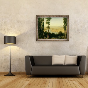 Tablou inramat - William Linton - O vedere a Tibrului si Campagna romana de la Monte Mario, 70 x 90 cm - Img 2