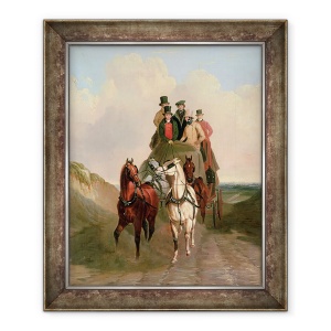 Tablou inramat - William Snr. Shayer - Un antrenor si patru pe un drum deschis, 70 x 85 cm