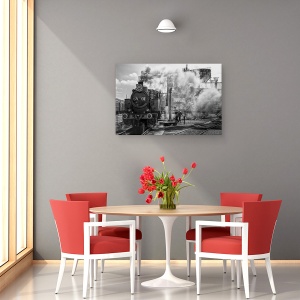 Tablou canvas - Abur, Strada, Abur, Fum, Motor, Locomotiva, 40 x 60 cm - Img 4